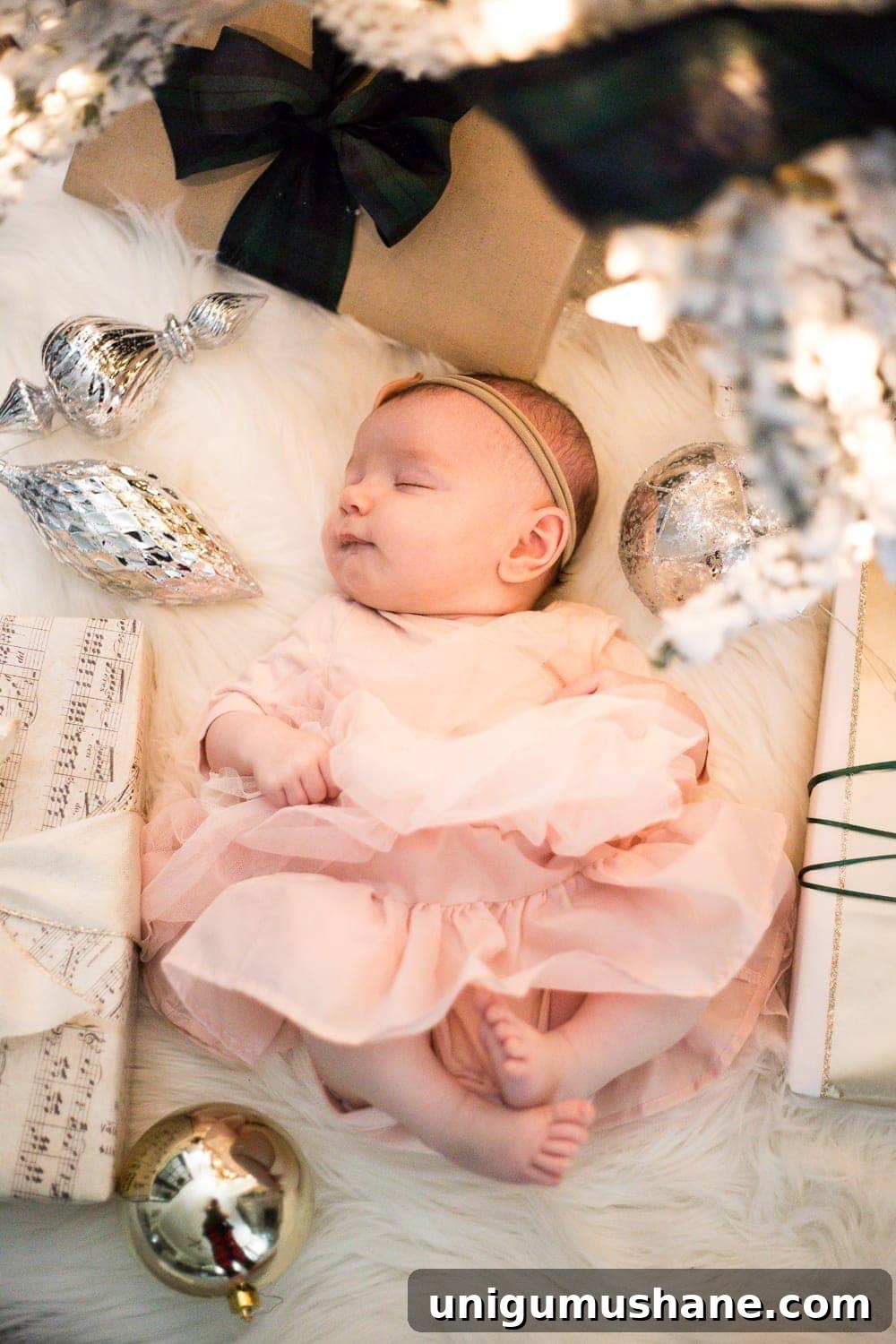 20 DIY Family Christmas Photo Ideas to Capture at Home 12 Baby's First Christmas photoshoot under a tree
