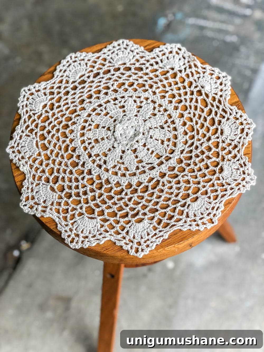 Repurpose a Piano Stool into a Stylish Plant Stand 3 A global designer-inspired DIY plant stand made from a thrifted piano stool using just spray paint and a doily for a quick and easy makeover. #plantstand #pianostool #globaldecor #spraypaint #thriftstoreflips #thrifting #diyhomedecor #thriftedhomedecor