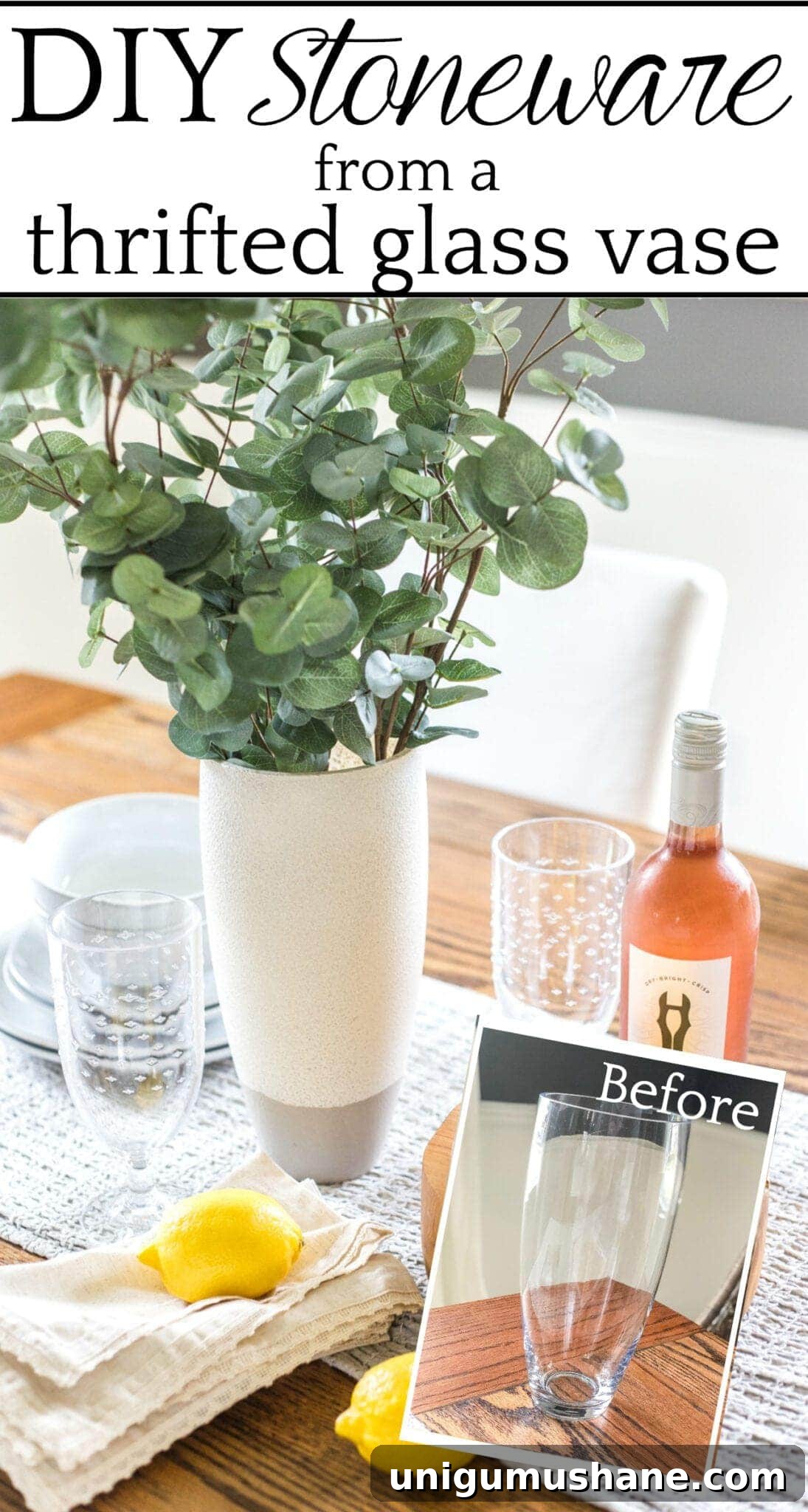 How to Turn a Thrifted Vase into Stoneware 10 How to add a stoneware look to thrifted glass vases and bottles using just paint. #stoneware #diystoneware #stonewarevase