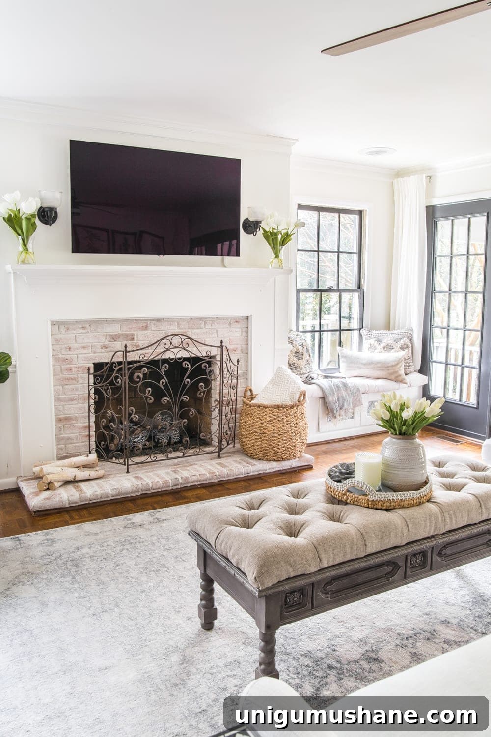 Spring Home Tour: Fresh Decor Ideas for Every Room 10 Simple Spring Home Tour | Neutral living room decorated with small floral touches for spring