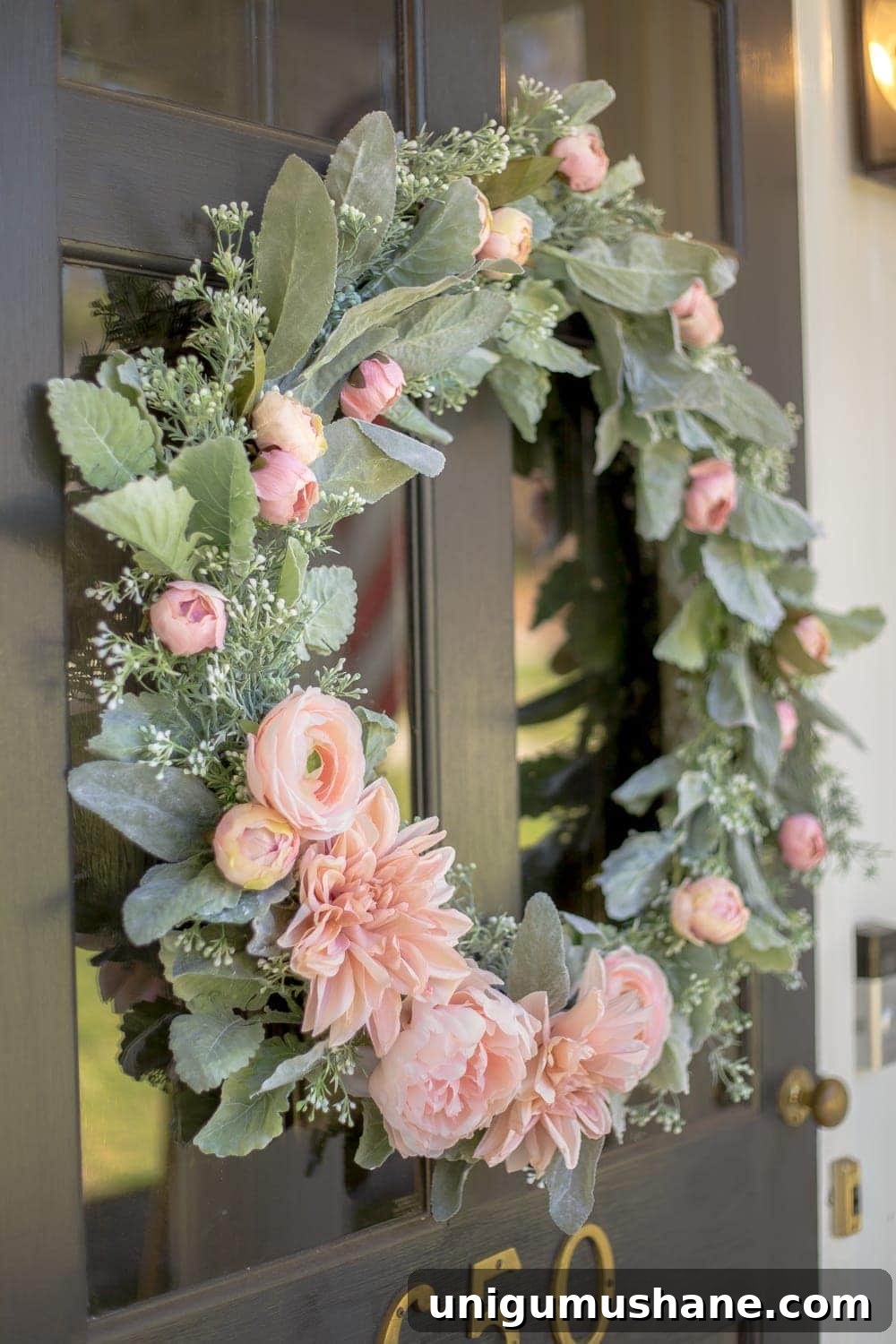 How to Make a Sage and Blush Spring Wreath 2 DIY Sage and Blush Spring Wreath | A step-by-step tutorial for making a spring wreath from scratch using artificial sage greenery and blush flowers for soft, romantic style.