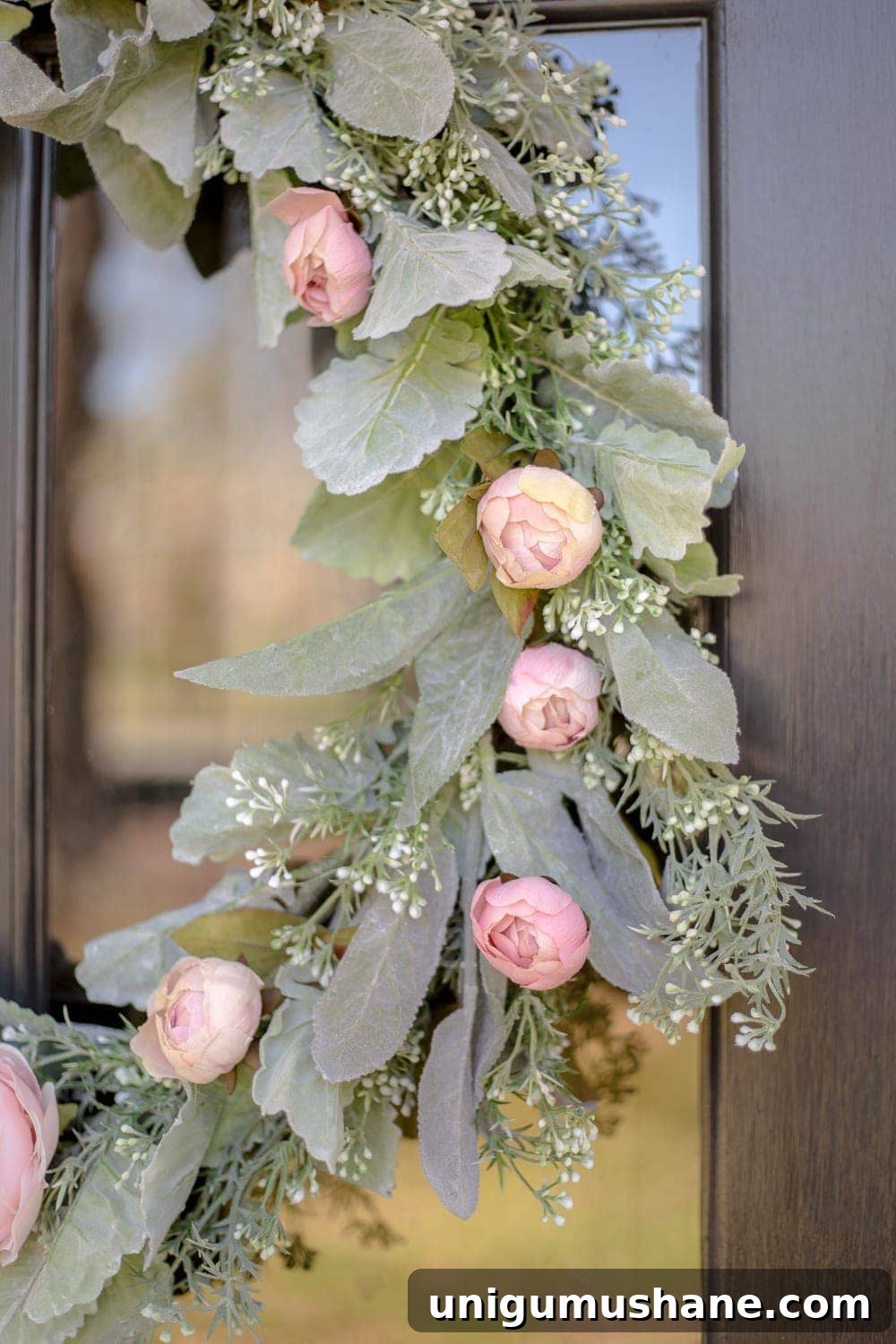 How to Make a Sage and Blush Spring Wreath 9 DIY Sage and Blush Spring Wreath | A step-by-step tutorial for making a spring wreath from scratch using artificial sage greenery and blush flowers for soft, romantic style.
