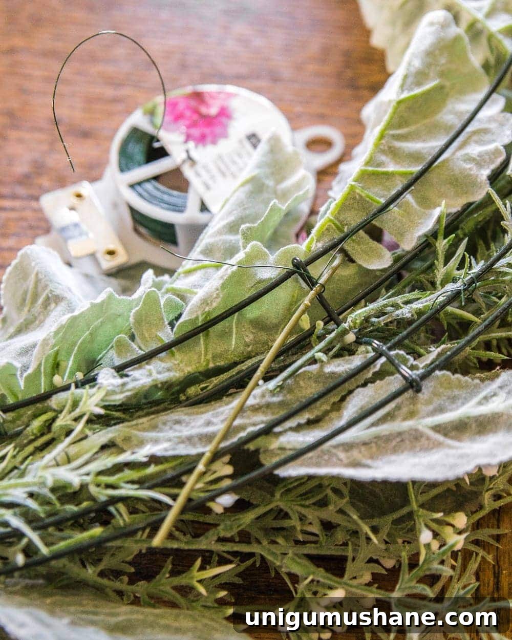 How to Make a Sage and Blush Spring Wreath 6 DIY Sage and Blush Spring Wreath | A step-by-step tutorial for making a spring wreath from scratch using artificial sage greenery and blush flowers for soft, romantic style.
