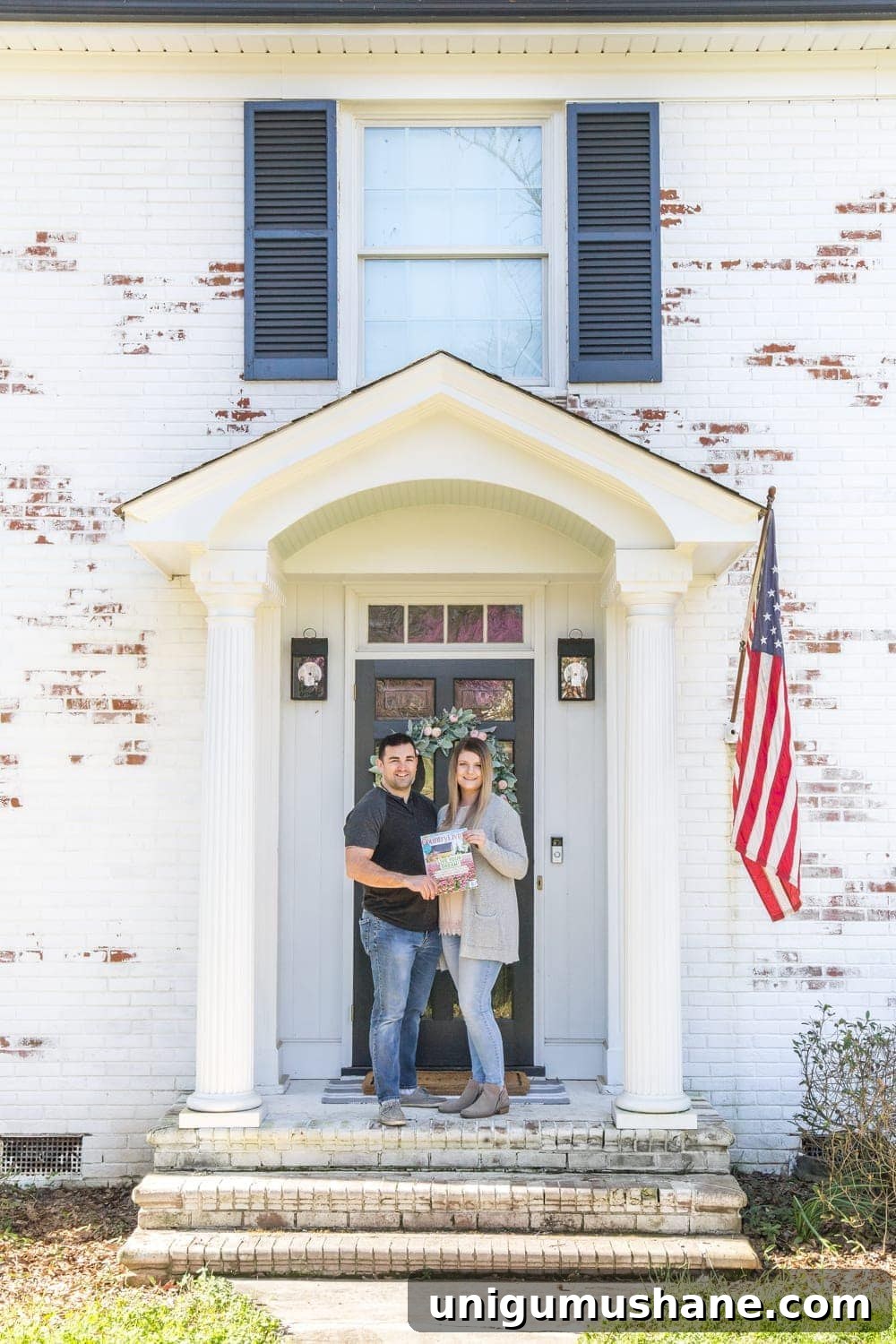 Limewashed Brick FAQ: Country Living Magazine Feature 2 FAQs About Our Limewashed Brick | All of our frequently asked questions about our limewashed brick concerning neighbors' opinions, trends, DIY-ability, and why we chose it over paint. #limewash #brickexterior #limewashedbrick #brickpaint #paintedbrick #exteriormakeover #curbappeal #brickhouse