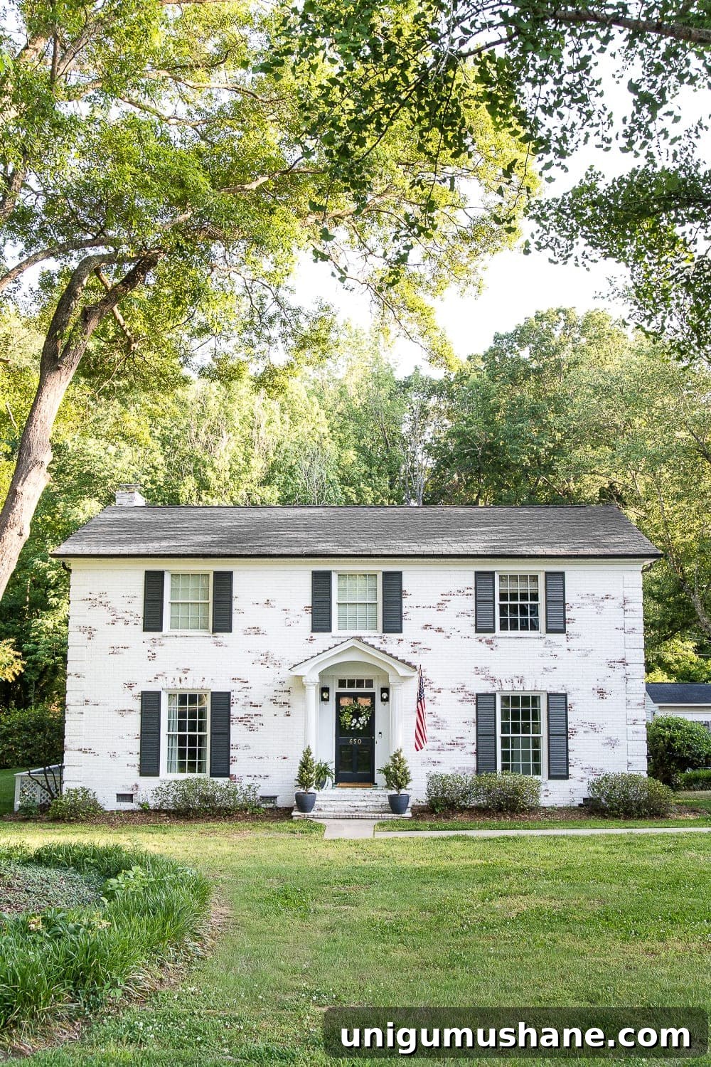 Limewashed Brick FAQ: Country Living Magazine Feature 5 FAQs About Our Limewashed Brick | All of our frequently asked questions about our limewashed brick concerning neighbors' opinions, trends, DIY-ability, and why we chose it over paint. #limewash #brickexterior #limewashedbrick #brickpaint #paintedbrick #exteriormakeover #curbappeal #brickhouse