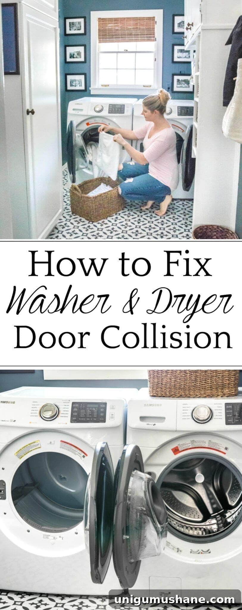 How to Cross-Connect Washer and Dryer Hoses Safely 13 How to cross washer and dryer connections to prevent door collision + why we love our Samsung set to make us more efficient in tackling our laundry pile.