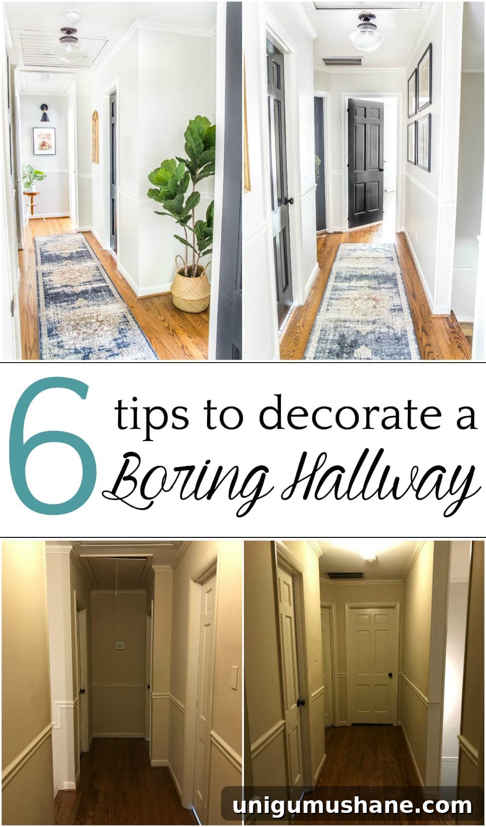 Transform Your Narrow Hallway with Stylish Decor 2 6 Hallway Decor Ideas | DIY and decorating ideas to add interest to a boring window-less hallway + thrifting project tutorials and free printables to pull it off inexpensively.