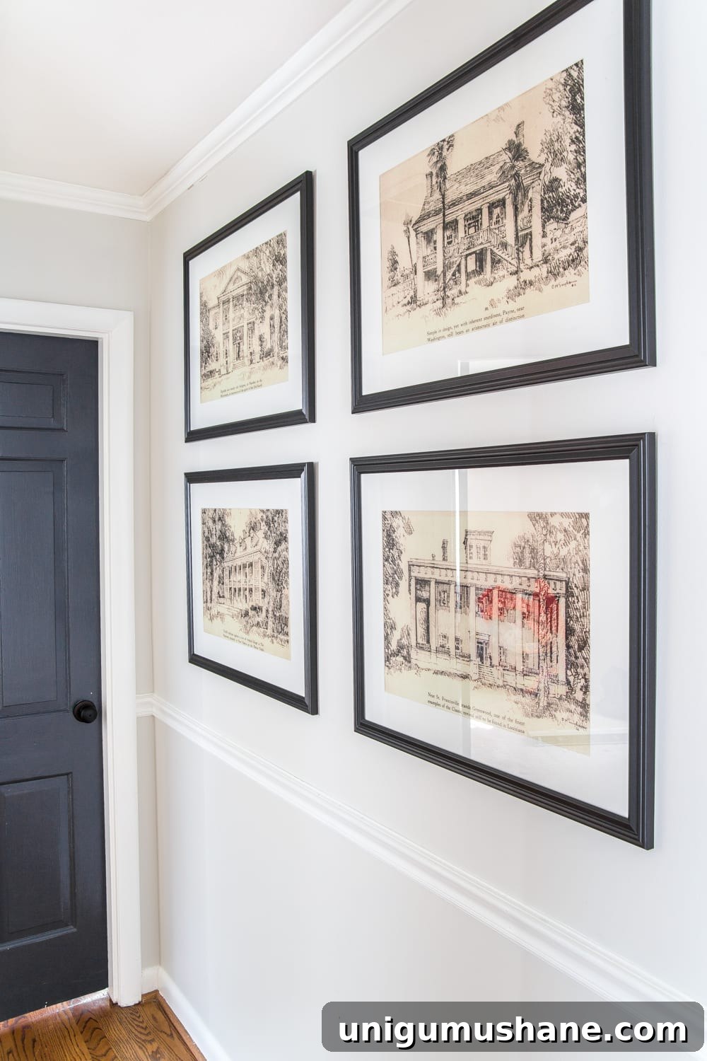 Transform Your Narrow Hallway with Stylish Decor 11 architectural printable art in a hallway
