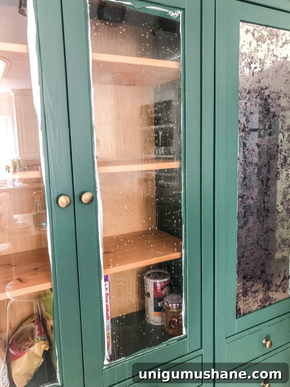 Build an IKEA Pantry Cabinet with Hemnes 13 apply antique mirror film to glass