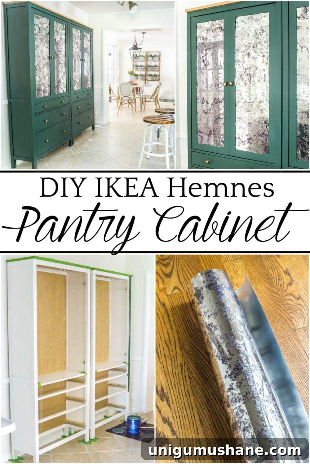 Build an IKEA Pantry Cabinet with Hemnes 21 DIY IKEA Hemnes Pantry Cabinet | blesserhouse.com - How to turn an IKEA Hemnes cabinet in a pantry and give it a custom high-end look with antique mirror window film.