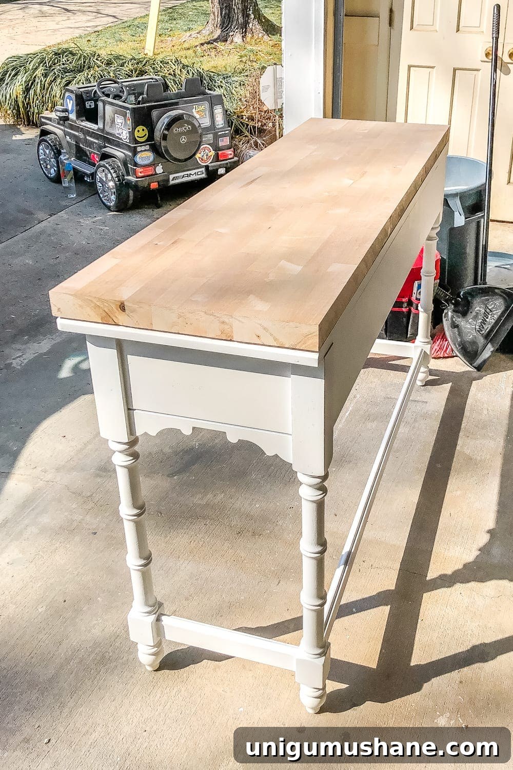 Convert a Console Table Into a Stylish Bathroom Vanity 11 How to Turn a Console Table Into a Bathroom Vanity | blesserhouse.com - A tutorial for how to reconstruct a console table to repurpose as a bathroom vanity and leave drawers functional underneath sinks.
