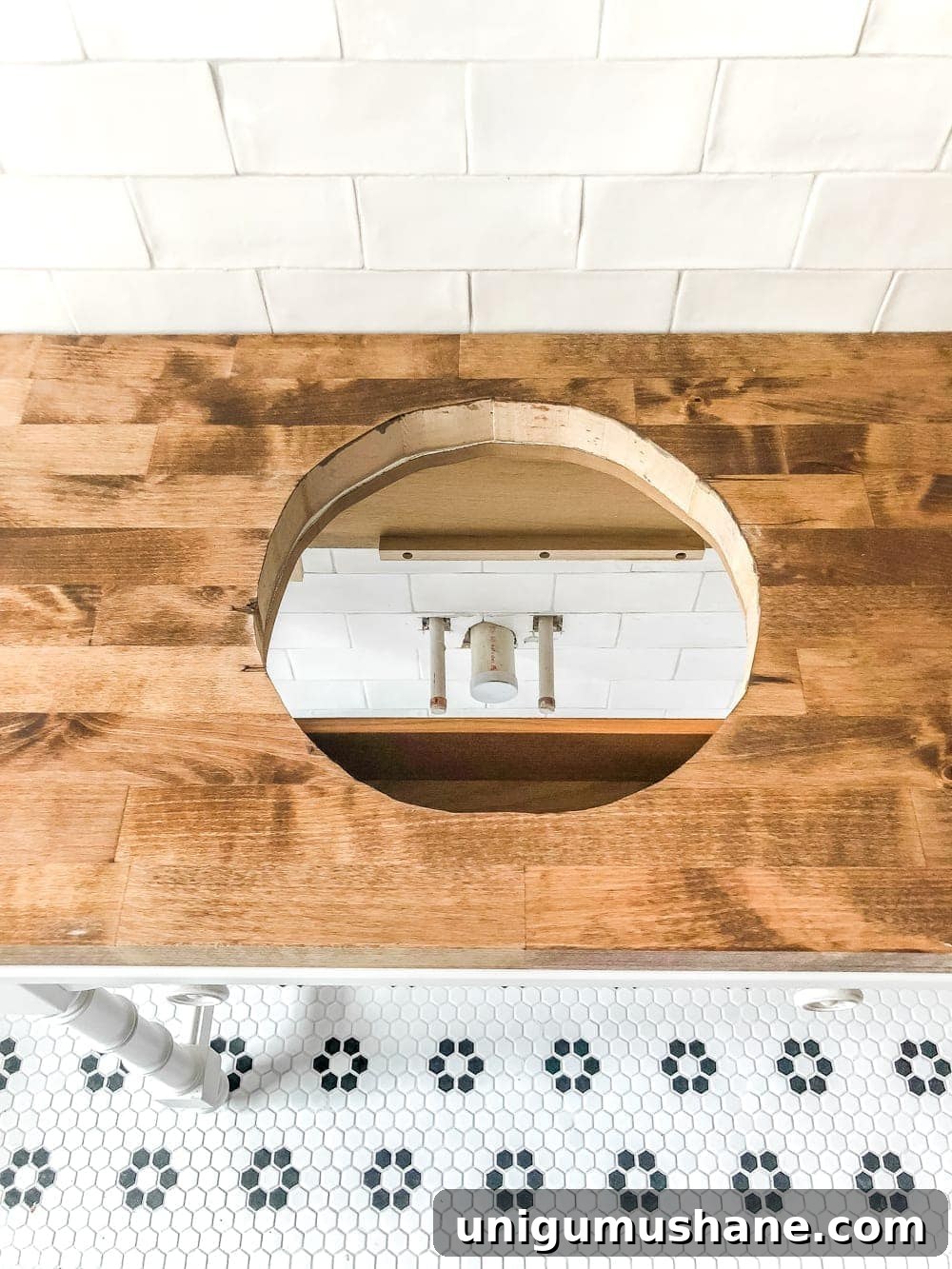 Convert a Console Table Into a Stylish Bathroom Vanity 13 How to Turn a Console Table Into a Bathroom Vanity | blesserhouse.com - A tutorial for how to reconstruct a console table to repurpose as a bathroom vanity and leave drawers functional underneath sinks.