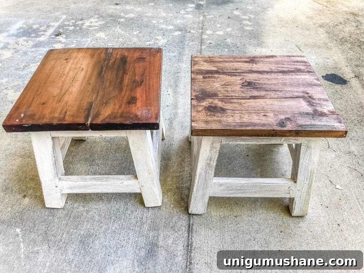 Build Custom Step Stools: DIY Plans and Personalized Ideas 2 DIY Personalized Step Stools | blesserhouse.com - One easy trick to personalize any piece of wood to paint names and designs on signs and furniture inexpensively. #personalizedstepstool #diysign #diymonogram