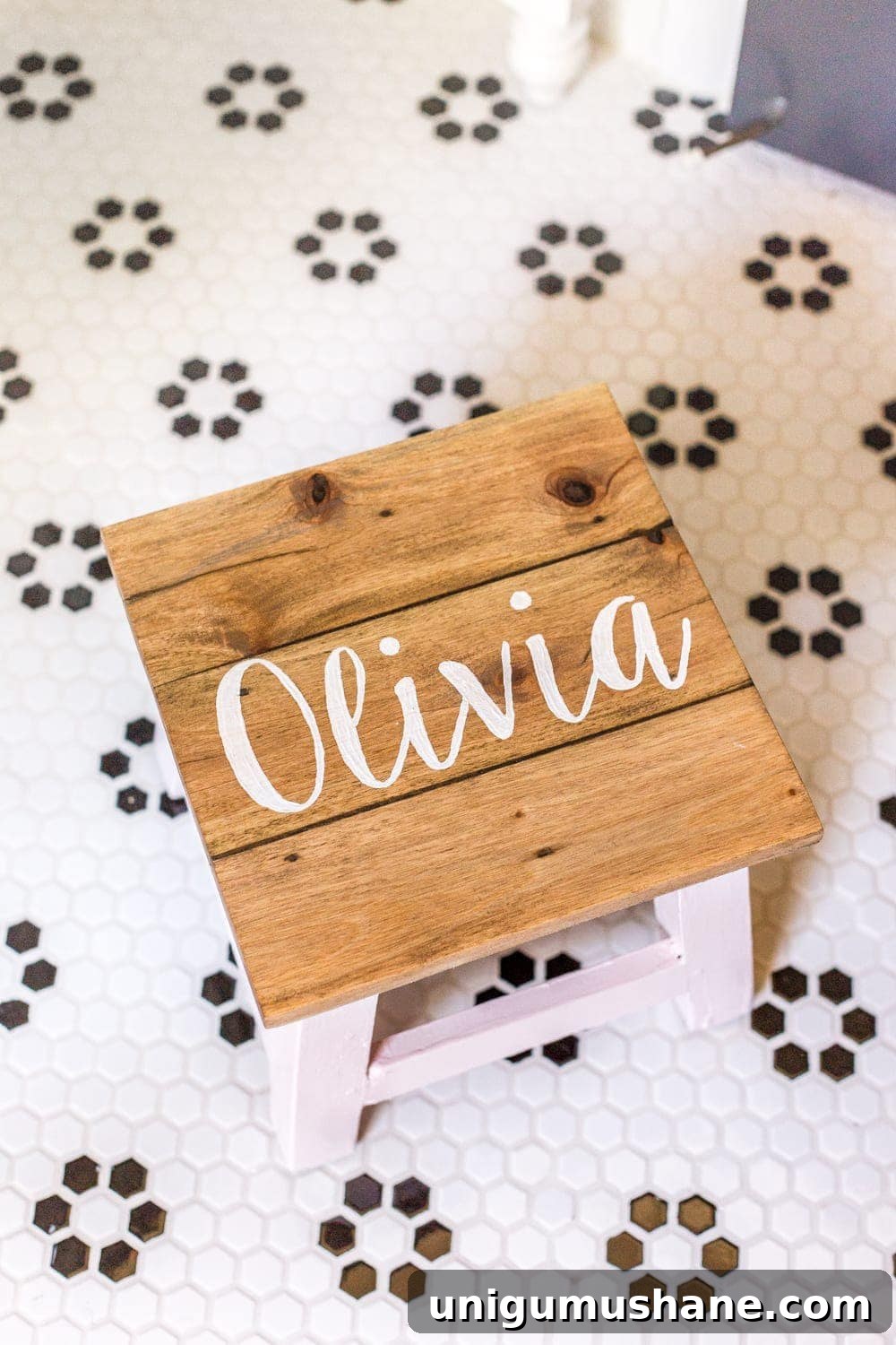 Build Custom Step Stools: DIY Plans and Personalized Ideas 9 DIY Personalized Step Stools | blesserhouse.com - One easy trick to personalize any piece of wood to paint names and designs on signs and furniture inexpensively. #personalizedstepstool #diysign #diymonogram