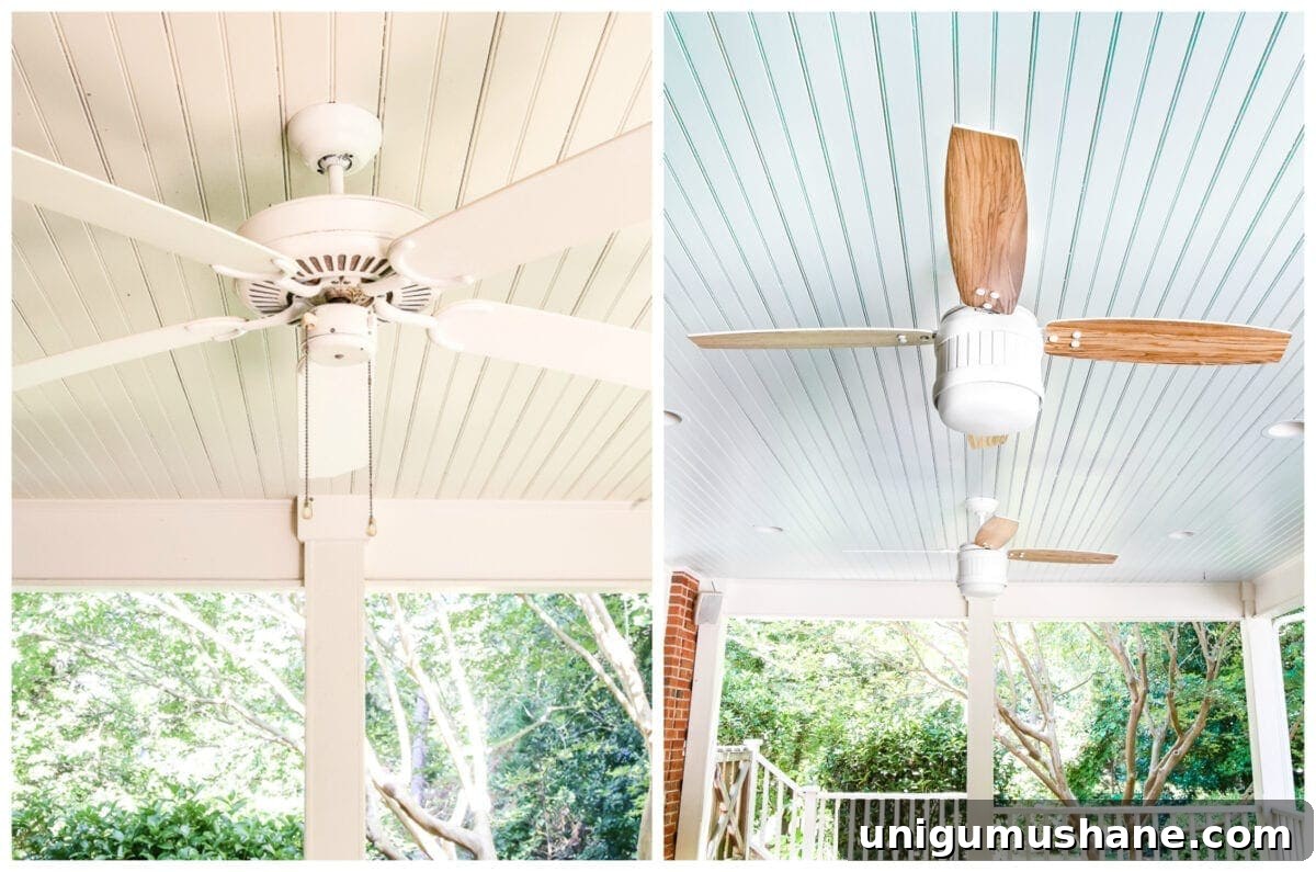 Restore Weathered Outdoor Wood Furniture in 7 Steps 3 painted Southern haint blue porch ceiling