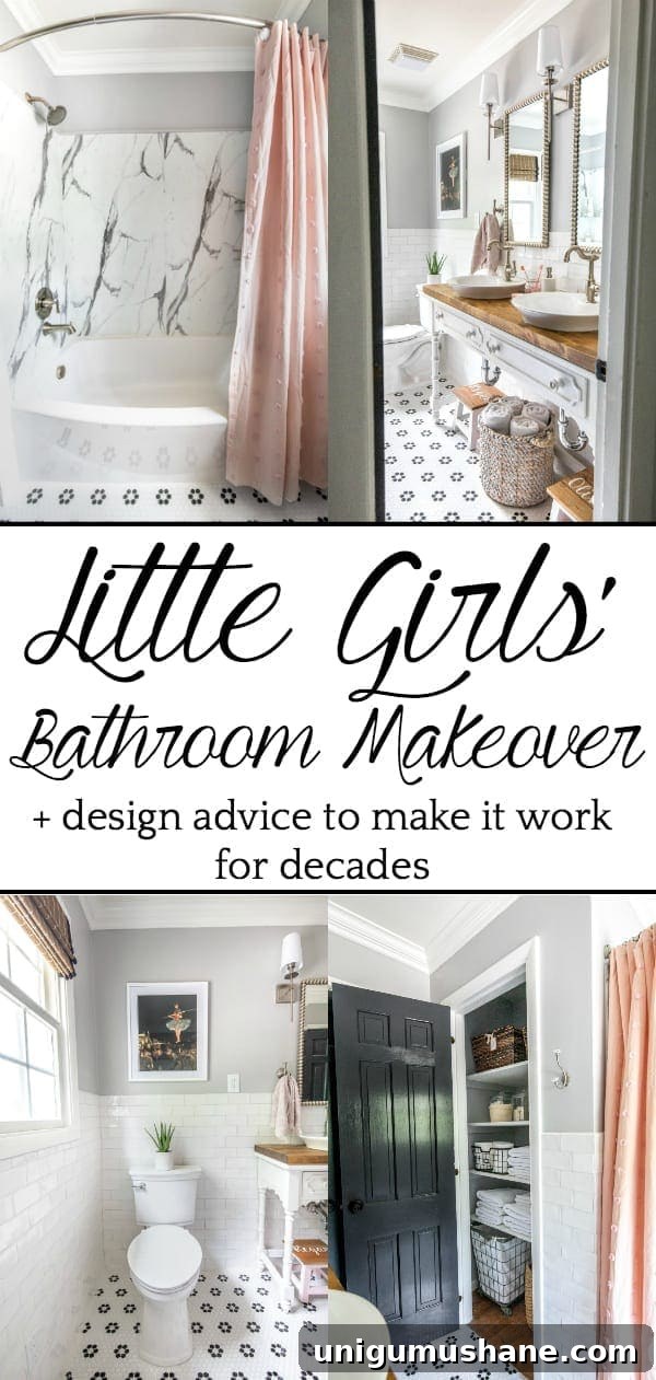Little Girls Bathroom Makeover | A dated bathroom gets a classical, whimsical renovation with modern features well-suited for children.