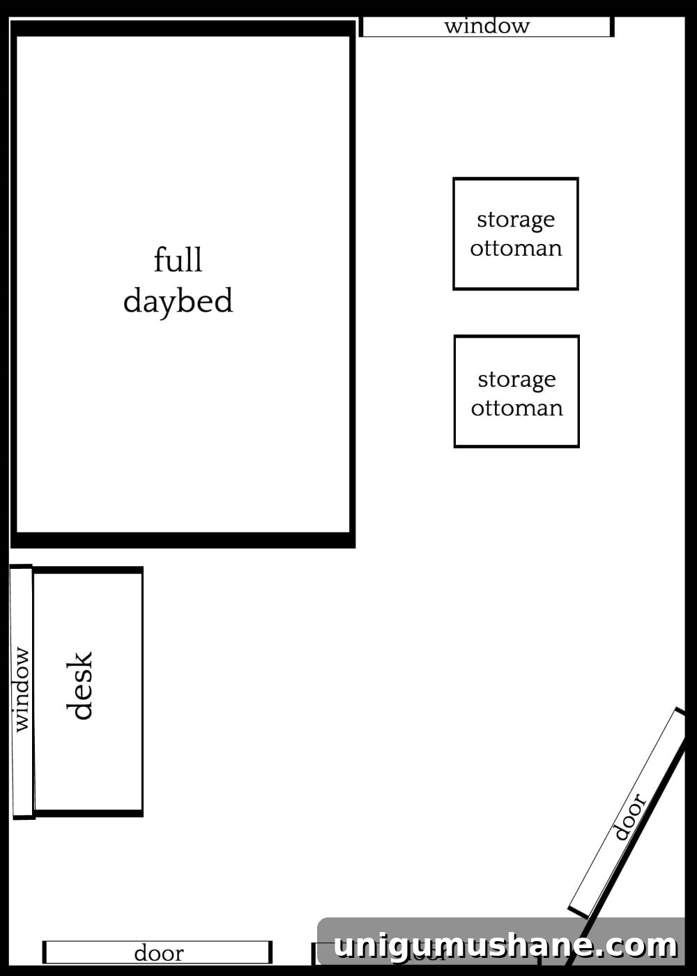 3 Space-Saving Furniture Layouts for Small Bedrooms 4 3 Furniture Layouts for a Small Bedroom With an Off-Centered Window