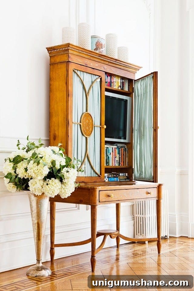 Place your TV inside of a piece of furniture.