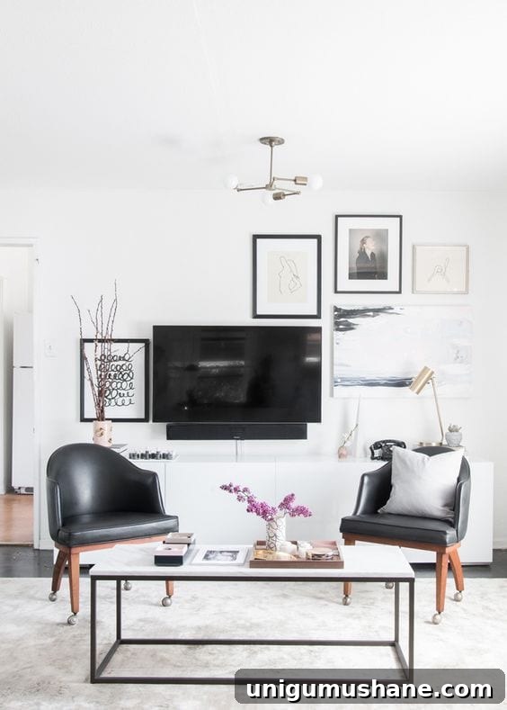 Add an eclectic gallery wall behind your TV