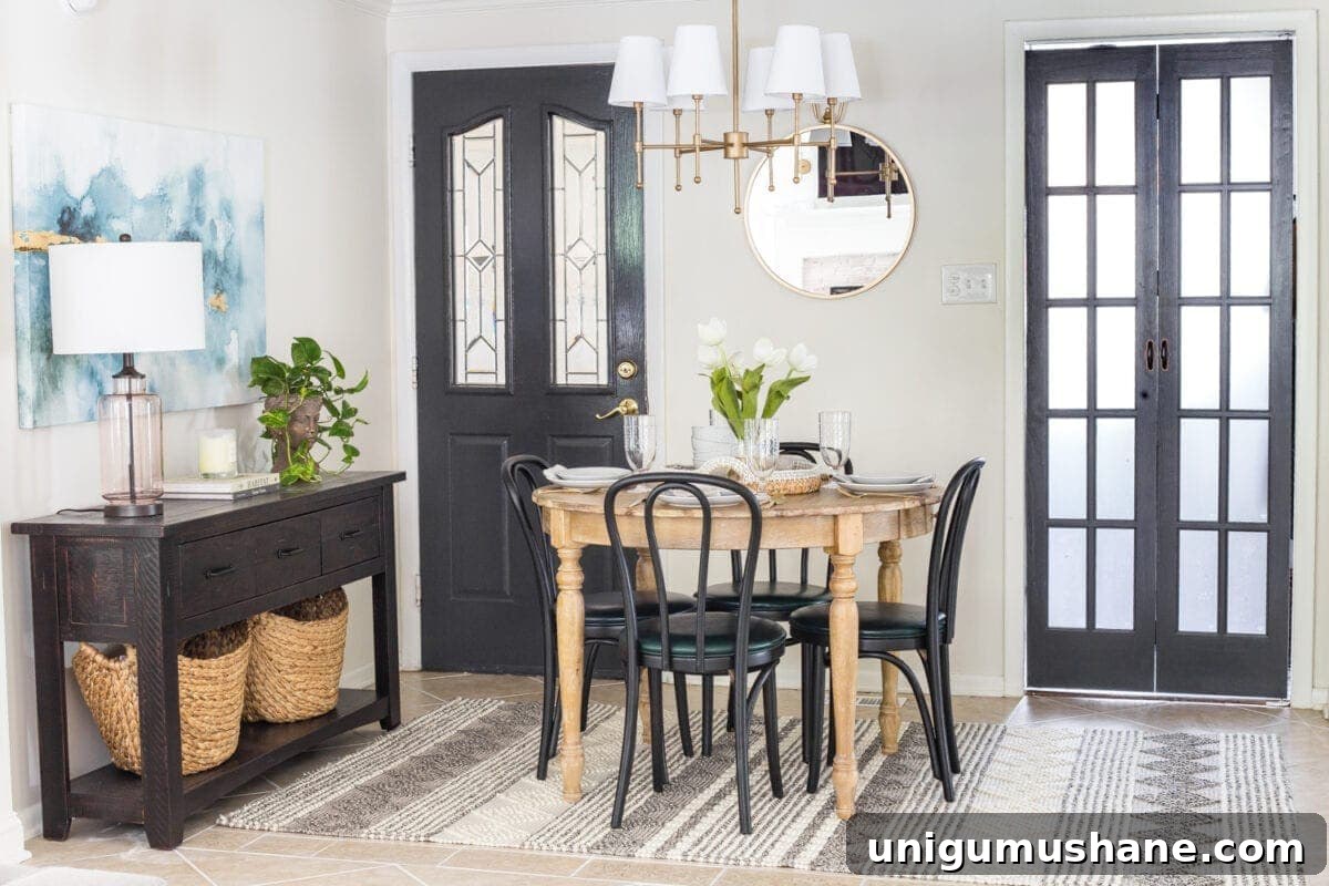 Small Breakfast Nook Makeover Reveal 12 How a small, oddly laid out breakfast nook entryway got a makeover to maximize on storage, function, traffic flow, and modern style.
