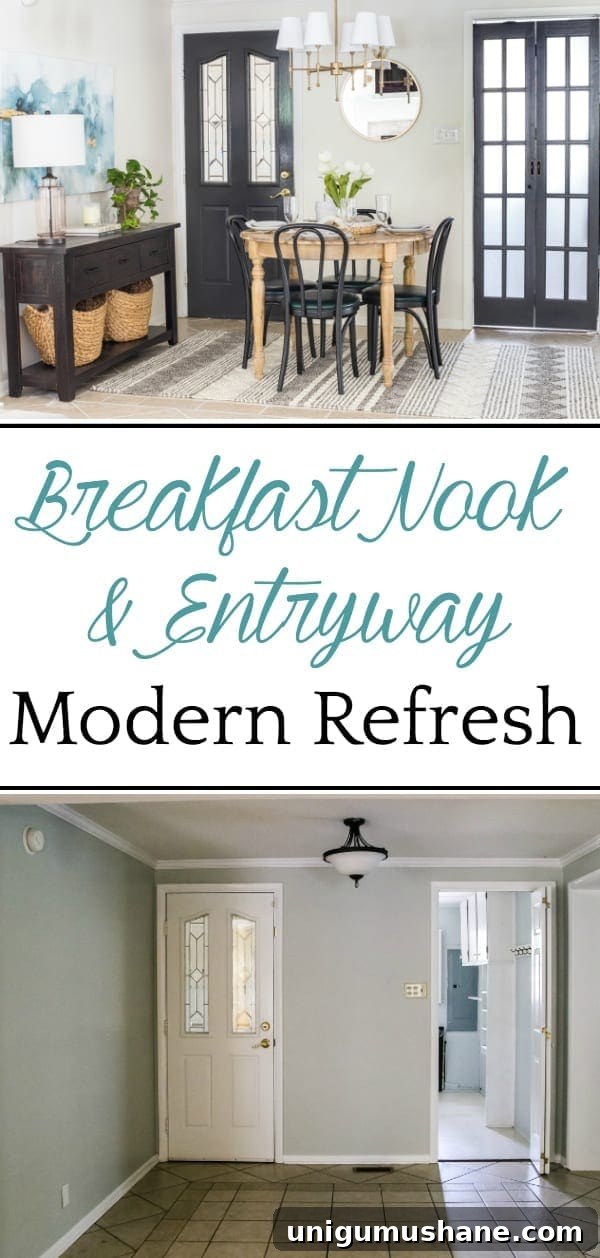 Small Breakfast Nook Makeover Reveal 13 Breakfast Nook Refresh Makeover | How a small, oddly laid out breakfast nook entryway got a makeover to maximize on storage, function, traffic flow, and modern style.
