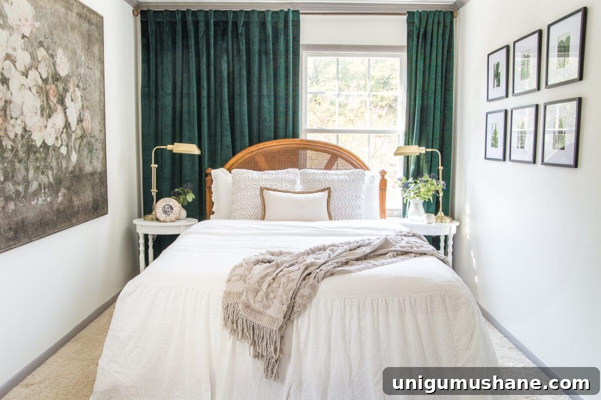 Vintage Chic Statement Art to Elevate Your Guest Bedroom 9 After view of guest bedroom