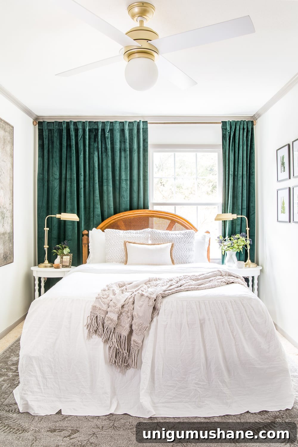 Guest Bedroom Transformation Reveal: Stylish Before and After 3 A boring guest bedroom gets a luxe, vintage chic makeover using thrifty projects, budget finds, and simple decorating tricks to maximize style and space. #guestbedroom #bedroominspiration #bedroomdecor