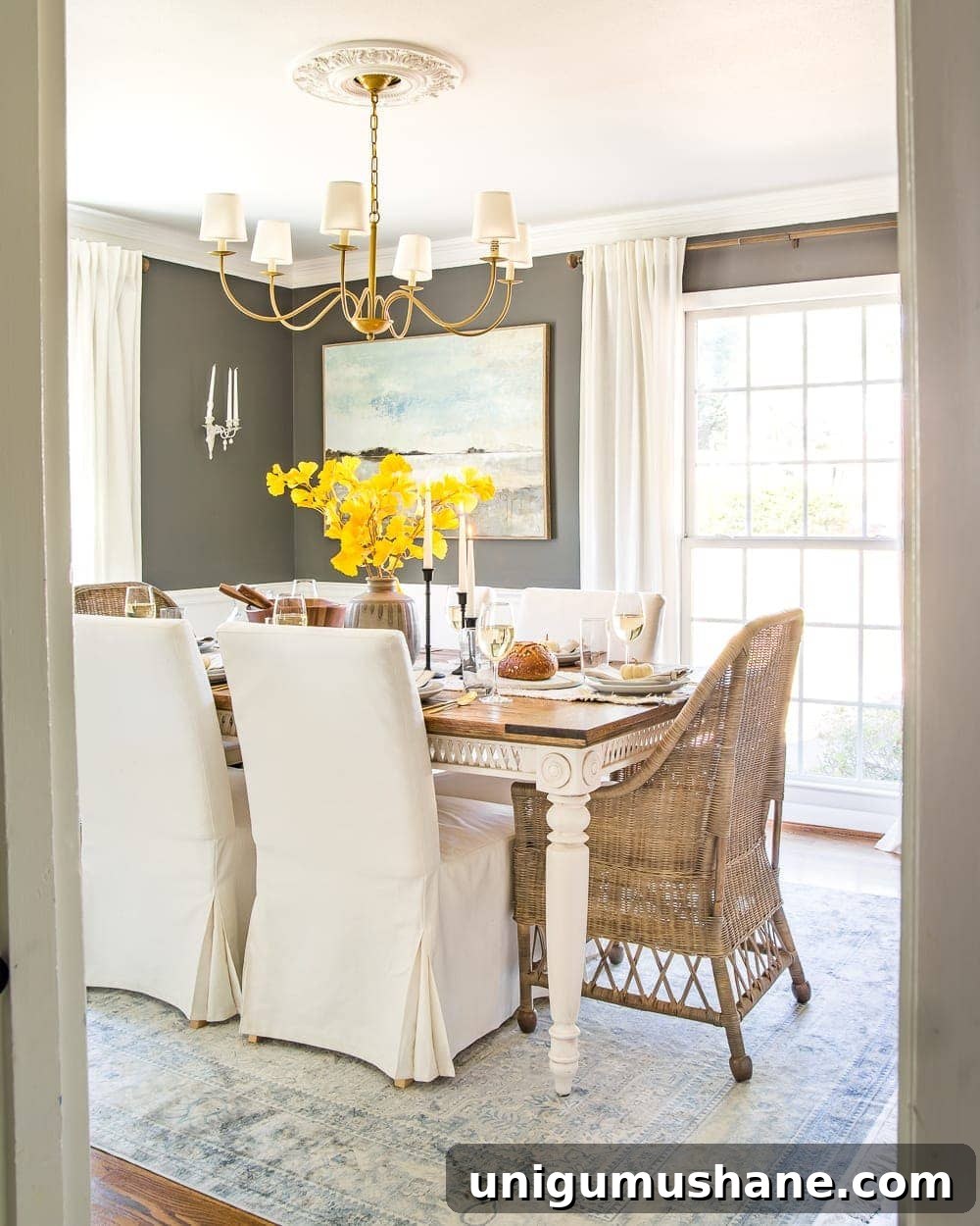 8 Capsule Staples for a Stylish Thanksgiving Tablescape 2 Modern meets traditional fall dining room set for Thanksgiving