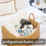 Guest Bedroom Amenities: What Your Visitors Really Need 18 38 Guest Bedroom Essentials | Have a basket with extra towels and extra toiletries in case guests forget any.