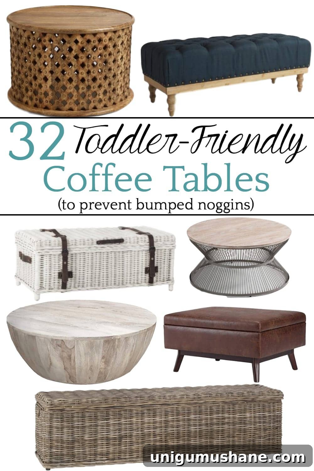 32 Kid-Friendly Coffee Tables for Family Rooms 3 32 of the Best Kid Friendly Coffee Tables | A round-up of the best coffee tables for toddlers and kids with rounded corners, non-breakable materials, easy clean-up from spills, and no tipping.