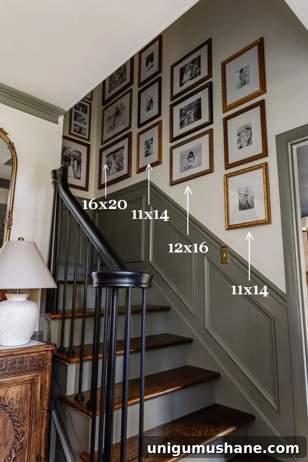 How to Size Frames for a Staircase Gallery Wall 8 staircase gallery wall picture frame sizes