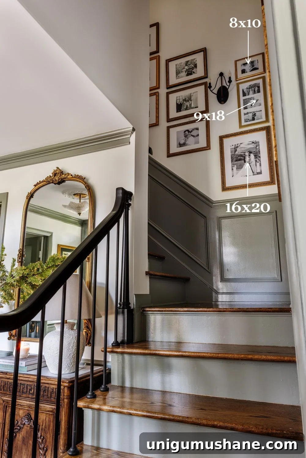 How to Size Frames for a Staircase Gallery Wall 9 staircase gallery wall picture frame sizes