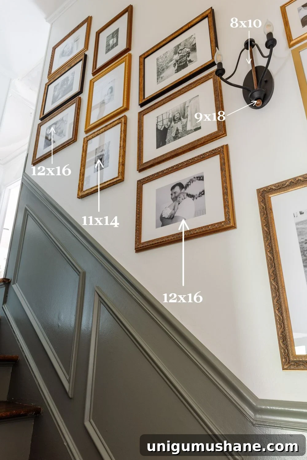 How to Size Frames for a Staircase Gallery Wall 10 staircase gallery wall picture frame sizes