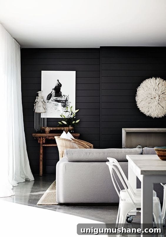 Black Paint Ideas for Dramatic Home Interiors 20 Luxurious black bedroom styling with natural elements