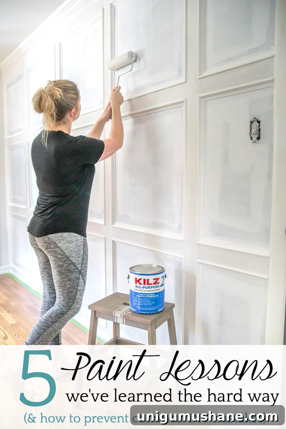 Master Bedroom Update: 5 Paint Lessons We Learned the Hard Way 8 5 rules about primer and paint we wish we had known as beginner DIYers and how to create a paint finish on walls, doors, trim, and moldings that last. | Master Bedroom Refresh using black paint with Kilz®