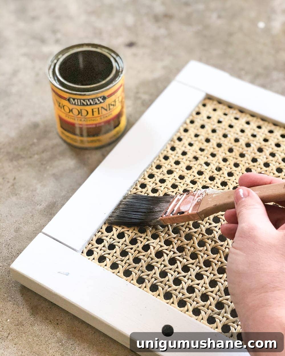 Cane Nightstand Makeover: DIY Upcycling Tutorial 7 DIY Cane Nightstand Makeover | How to turn a basic glass cabinet nightstand into a designer-worthy cane style that works for both modern and traditional styles.