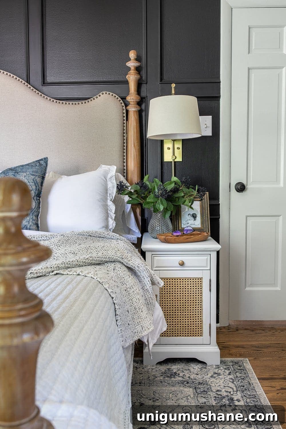 Cane Nightstand Makeover: DIY Upcycling Tutorial 10 DIY Cane Nightstand Makeover | How to turn a basic glass cabinet nightstand into a designer-worthy cane style that works for both modern and traditional styles.