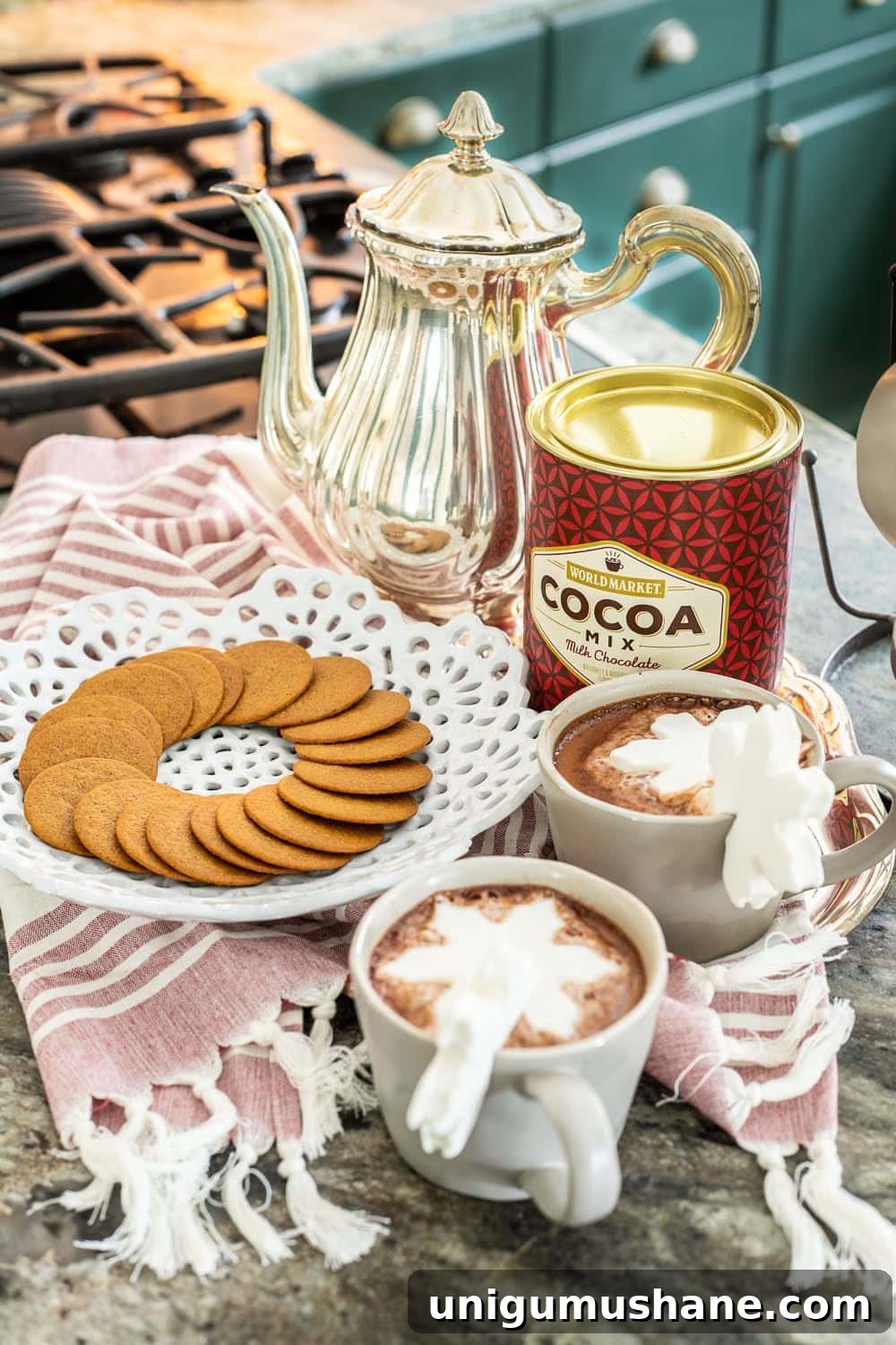 Mix Sentimental Heirlooms with New Decor for a Swedish Christmas 5 Christmas kitchen hot cocoa vignette