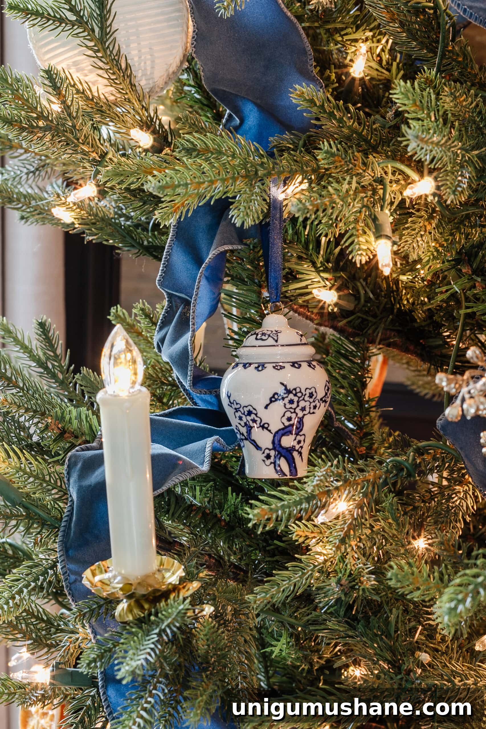 DIY Antique-Style Christmas Tree Candles 11 antique style christmas tree candles with blue Christmas decor