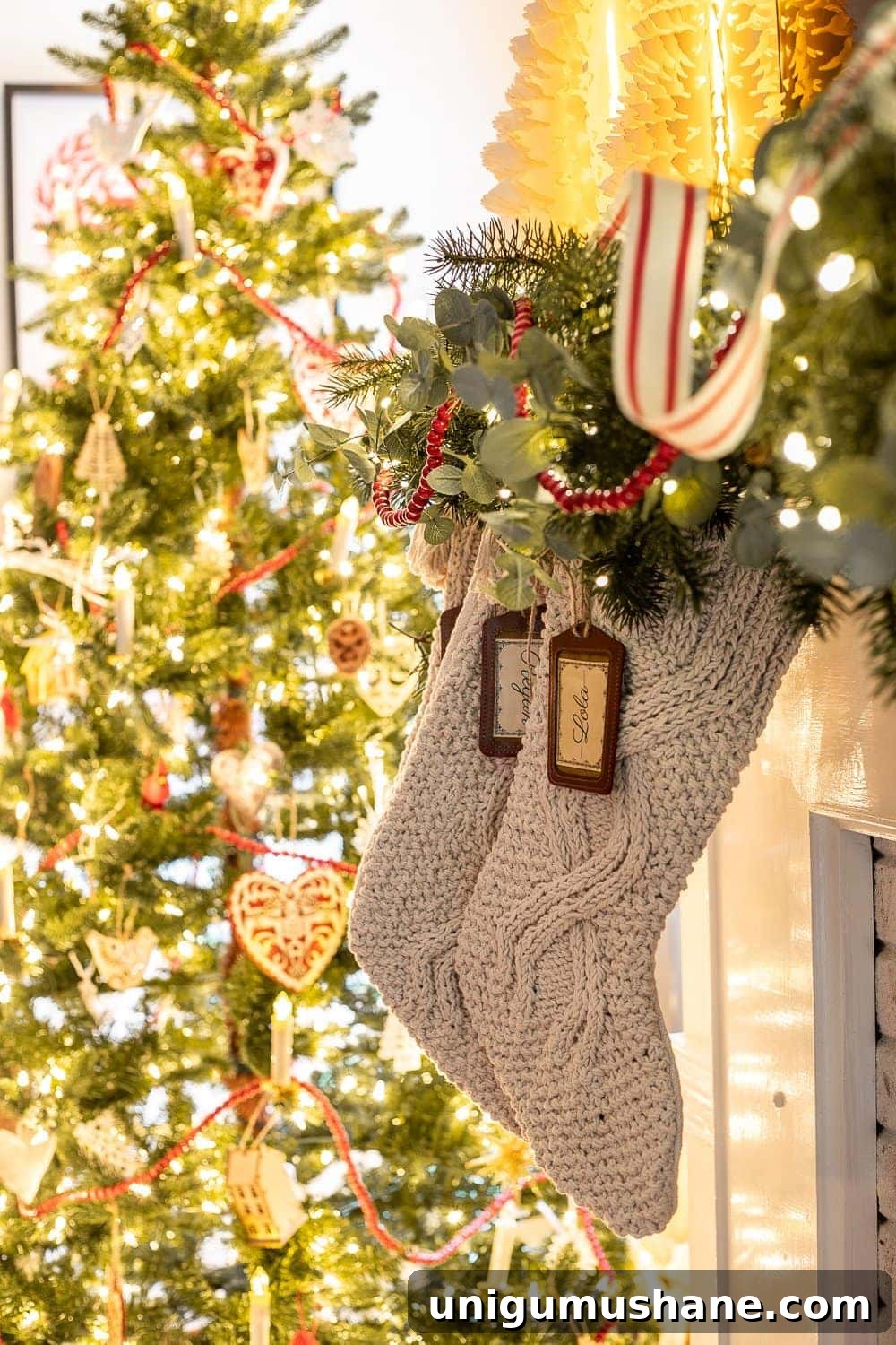 Christmas stockings at night