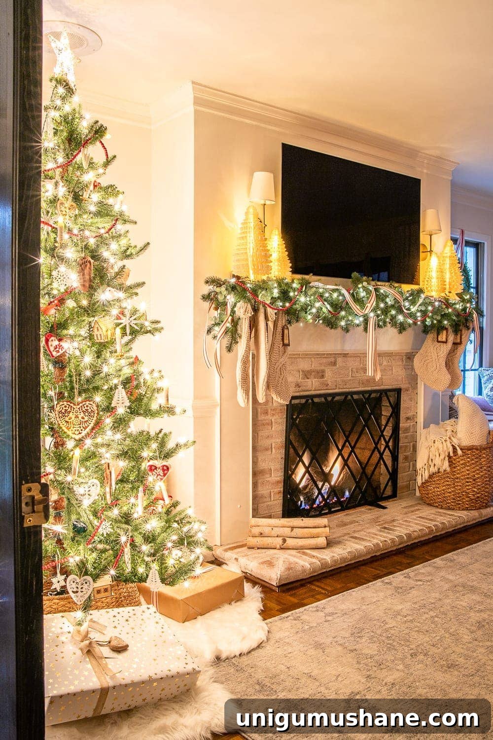 Christmas night living room