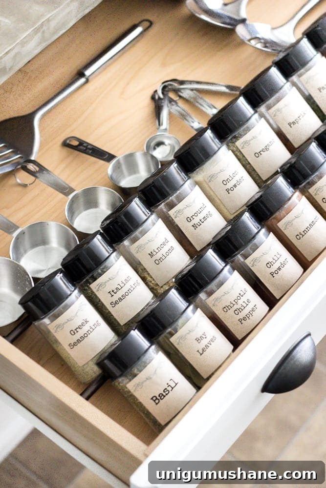 10 Quick Home Organization Projects You Can Finish Today 11 spice jar organization and printable labels