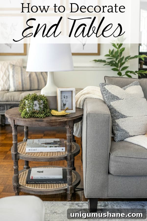 how to decorate end tables in a living room