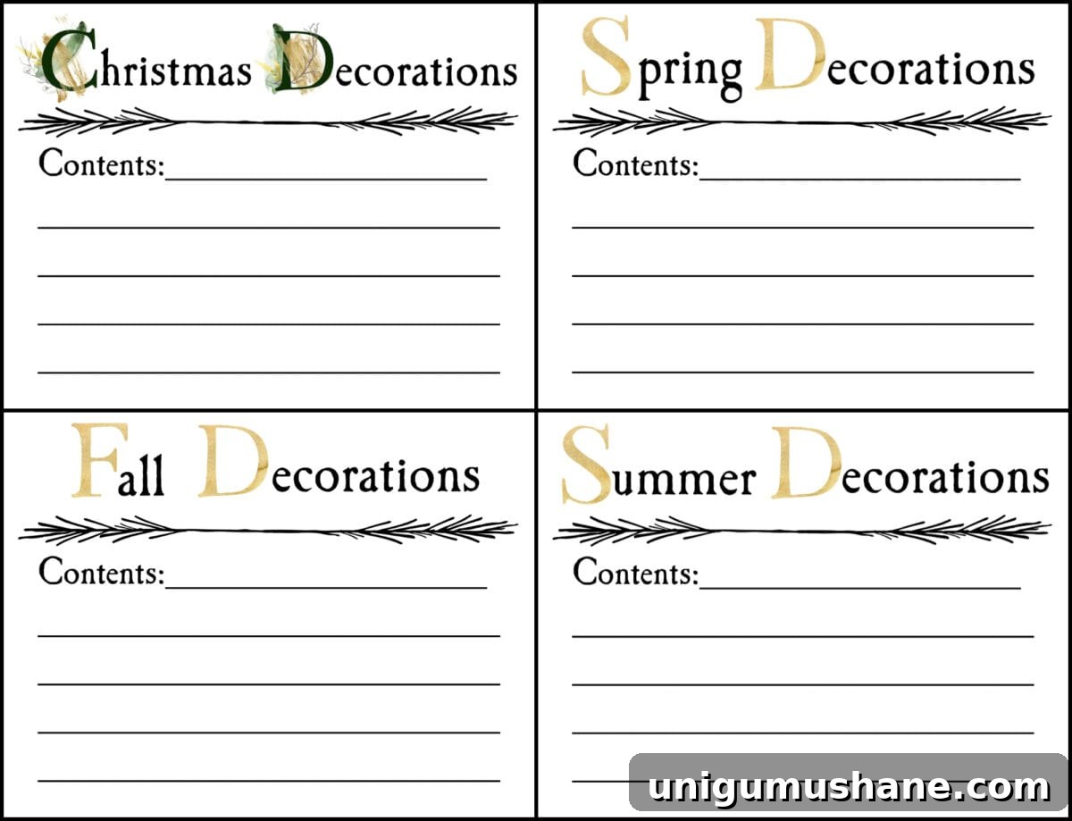Attic Makeover: Label Seasonal Storage Bins for Organization 7 seasonal storage bin labels printable
