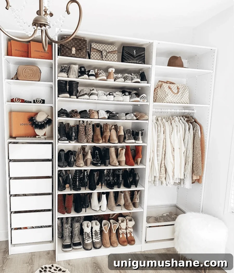 IKEA bookshelf used as a shoe rack