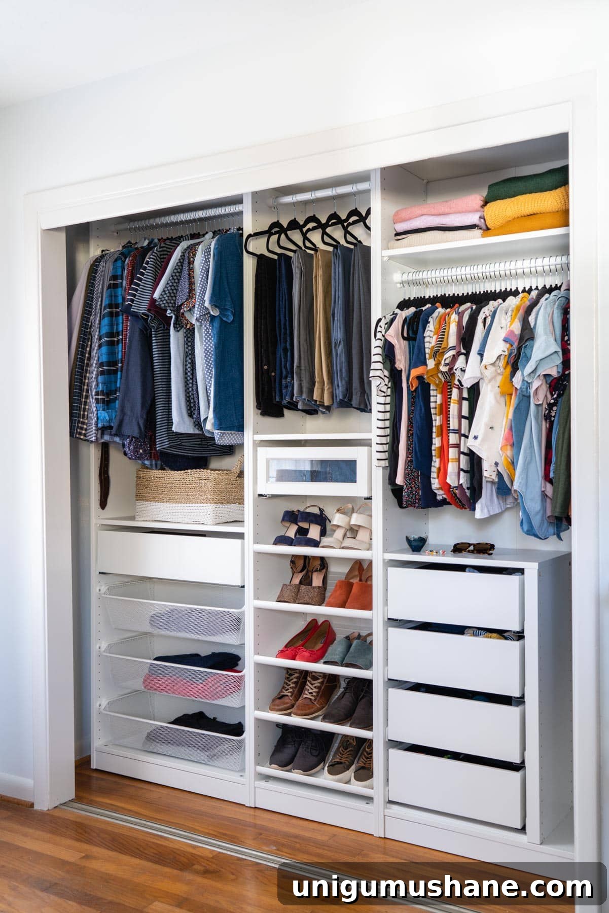 doors removed from a reach in closet
