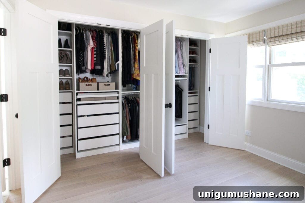 his and hers IKEA PAX Closets