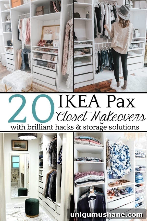 20 Inspiring IKEA Pax Closet Makeovers | A round-up of the best closet makeovers using the IKEA Pax system with hacks to make it look custom and solutions for creating the most functional closet.
