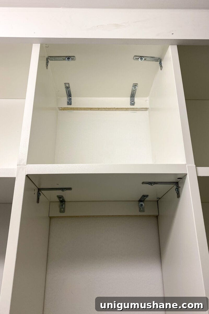 narrow shoe shelves built between bookcases