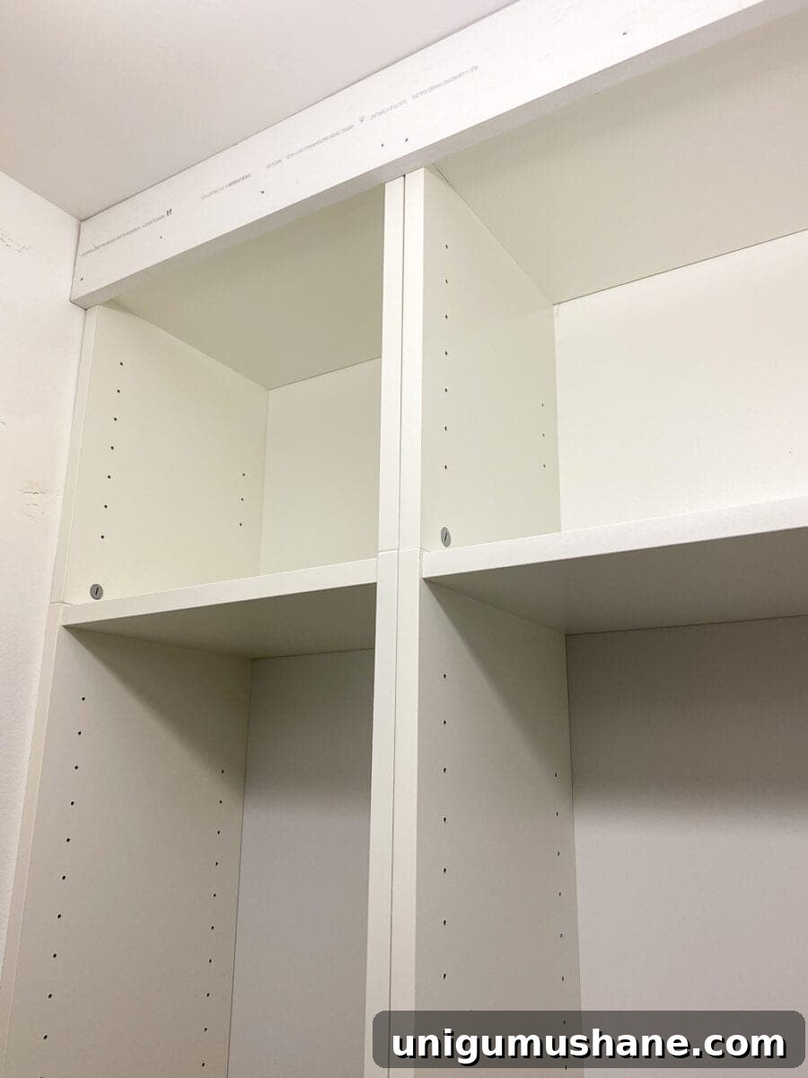 assembled ikea billy bookcases in closet